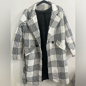 Black and White Checkered Trench Coat